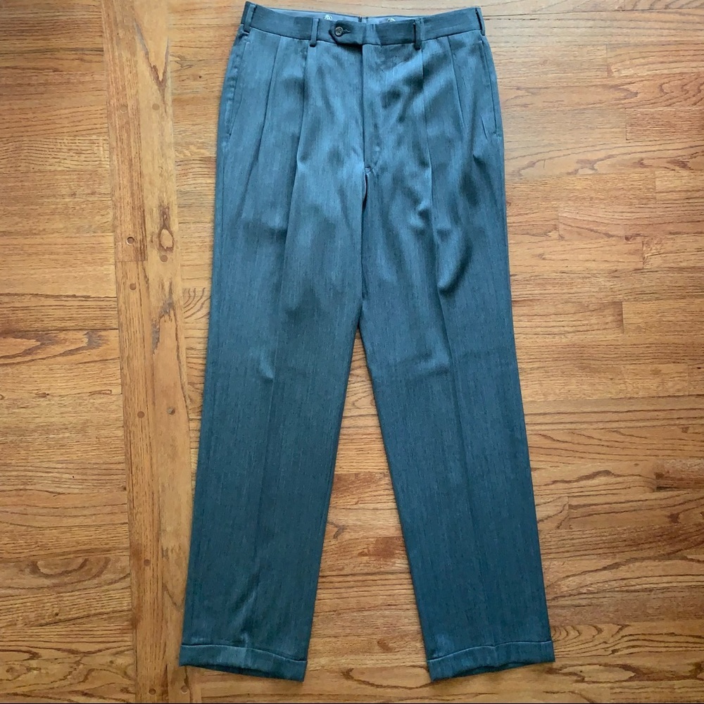 Bullock & Jones San Francisco Super 120 wool 2 pleats dress pants slacks size 34